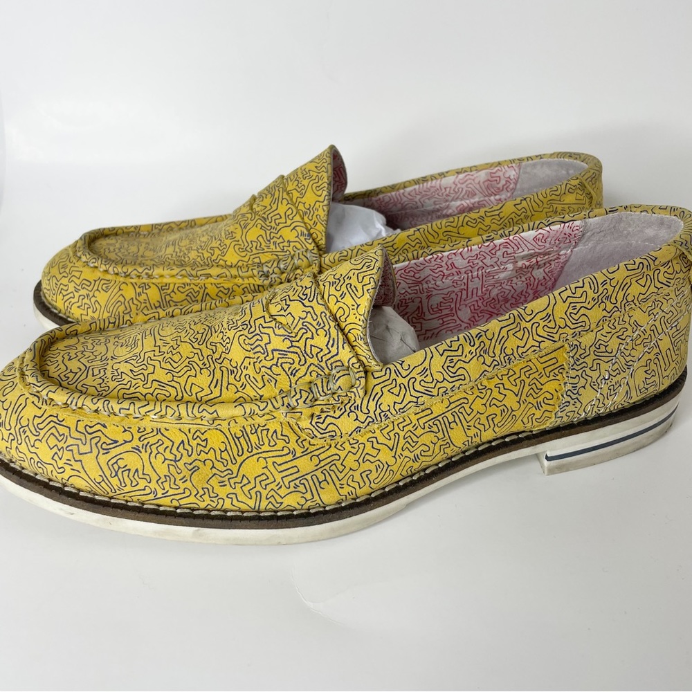 Swear London by Keith Haring Yellow Man Silhouette Leather Loafers Portugal 45